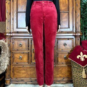 Chico's Claret Red Cotton Blend Stretch Velvet Tapered Jean